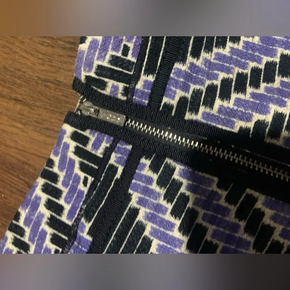 Tory Burch Women's Purple Black Geometric Pleated A Line Skirt fall casual $350